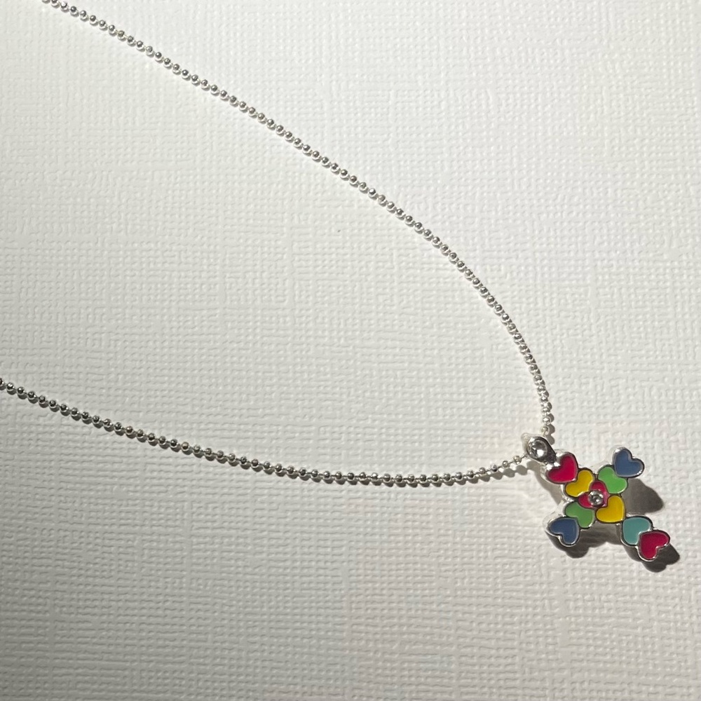 Stainless Steel Multi-Colored Cross Necklace